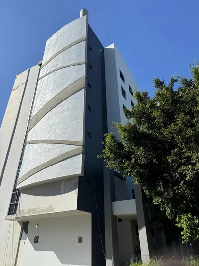 Curved sail feature on the hotel façade